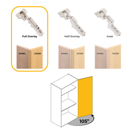 Emuca Pack of 20 X92 Soft Close Full Overlay Hinge 105° With Screw On Plates