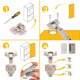 Emuca Pack of 20 X92 Soft Close Full Overlay Hinge 105° With Screw On Plates