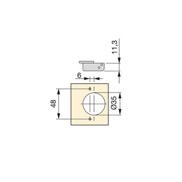 Emuca X95 Half Overlay Hinge 165°