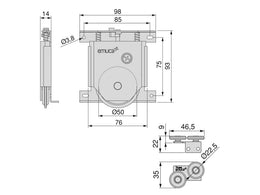 Emuca Placard 74 Wheel Kit (Non-Soft Close)
