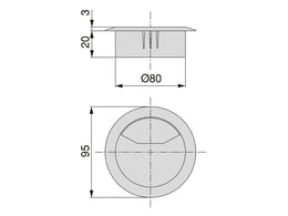 Emuca Cable Organiser Gromet - 80mm Diameter