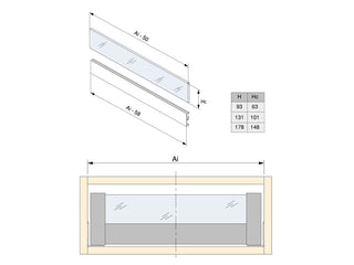 Vertex Internal Glass Drawer Frontal Profile 1.1m