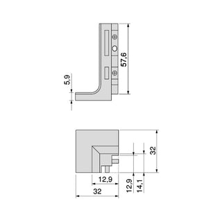 Emuca Gola External Corner Piece for Upper Profile