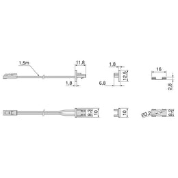 Emuca Pyxis Surface Mounted LED Power Cable Kit 1.5m