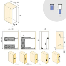 Emuca Harmony Pull-out Soft Close Trolley (2 Trays)