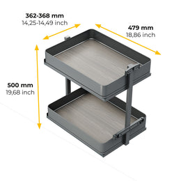 Emuca Harmony Pull-out Soft Close Trolley (2 Trays)