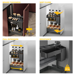Emuca Harmony Pull-out Soft Close Accessory Rack