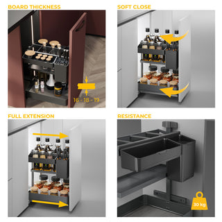 Emuca Harmony Pull-out Soft Close Accessory Rack