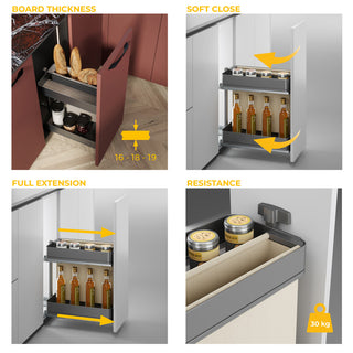 Emuca Harmony Pull-out Soft Close Basket Rack