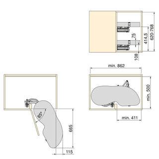 Emuca Harmony Lake Pull-out Corner Module (Right Hand)