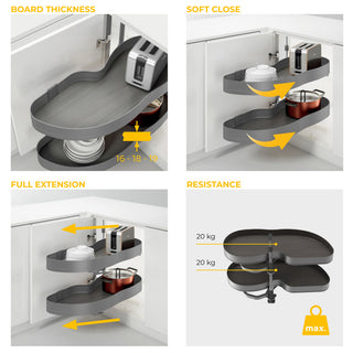 Emuca Harmony Lake Pull-out Corner Module (Right Hand)