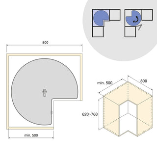 Emuca Harmony 3/4 Circle Rotating Trays