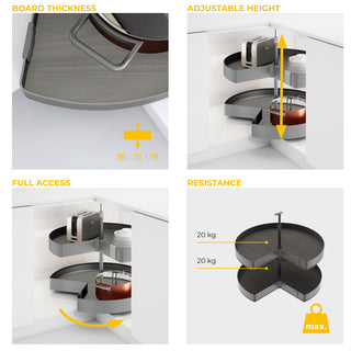 Emuca Harmony 3/4 Circle Rotating Trays