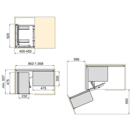 Emuca Harmony Pull-out Corner Module (Left Hand)