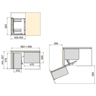 Emuca Harmony Pull-out Corner Module (Left Hand)