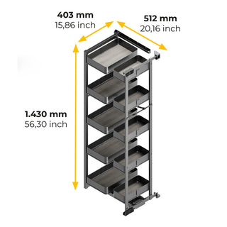 Emuca Harmony Pull Out Larder With Hinges (12 Trays)