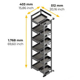 Emuca Harmony Pull Out Larder With Hinges (12 Trays)
