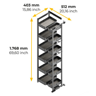 Emuca Harmony Pull Out Larder With Hinges (12 Trays)