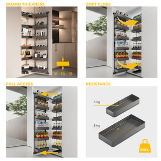 Emuca Harmony Pull Out Larder With Hinges (12 Trays)