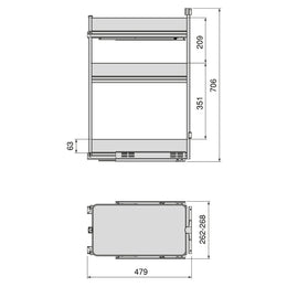 Emuca Harmony Pull-out Soft Close Trolley (3 Trays)