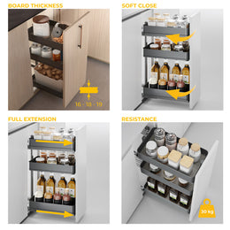 Emuca Harmony Pull-out Soft Close Trolley (3 Trays)