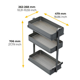 Emuca Harmony Pull-out Soft Close Trolley (3 Trays)