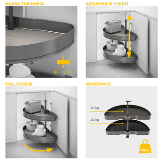 Emuca Harmony 1/2 Circle Rotating Trays