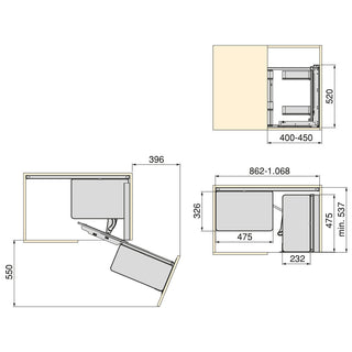 Emuca Harmony Pull-out Corner Module (Right Hand)