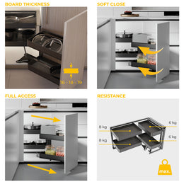 Emuca Harmony Pull-out Corner Module (Right Hand)