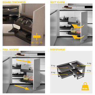 Emuca Harmony Pull-out Corner Module (Right Hand)