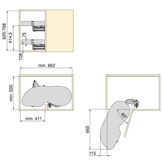 Emuca Harmony Lake Pull-out Corner Module (Left Hand)