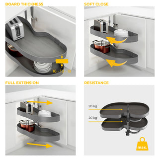 Emuca Harmony Lake Pull-out Corner Module (Left Hand)