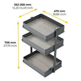 Emuca Harmony Pull-out Soft Close Trolley (3 Trays)