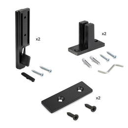 Kit of Fittings kit for mounting Zero profiles to the wall, Zamak and Plastic, Textured Black painted